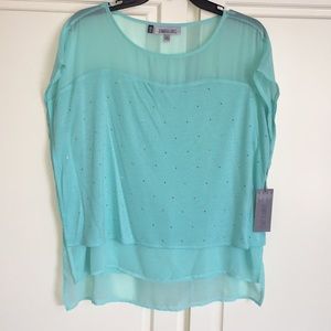NWT Jennifer Lopez Sheer Jeweled Layered Blouse